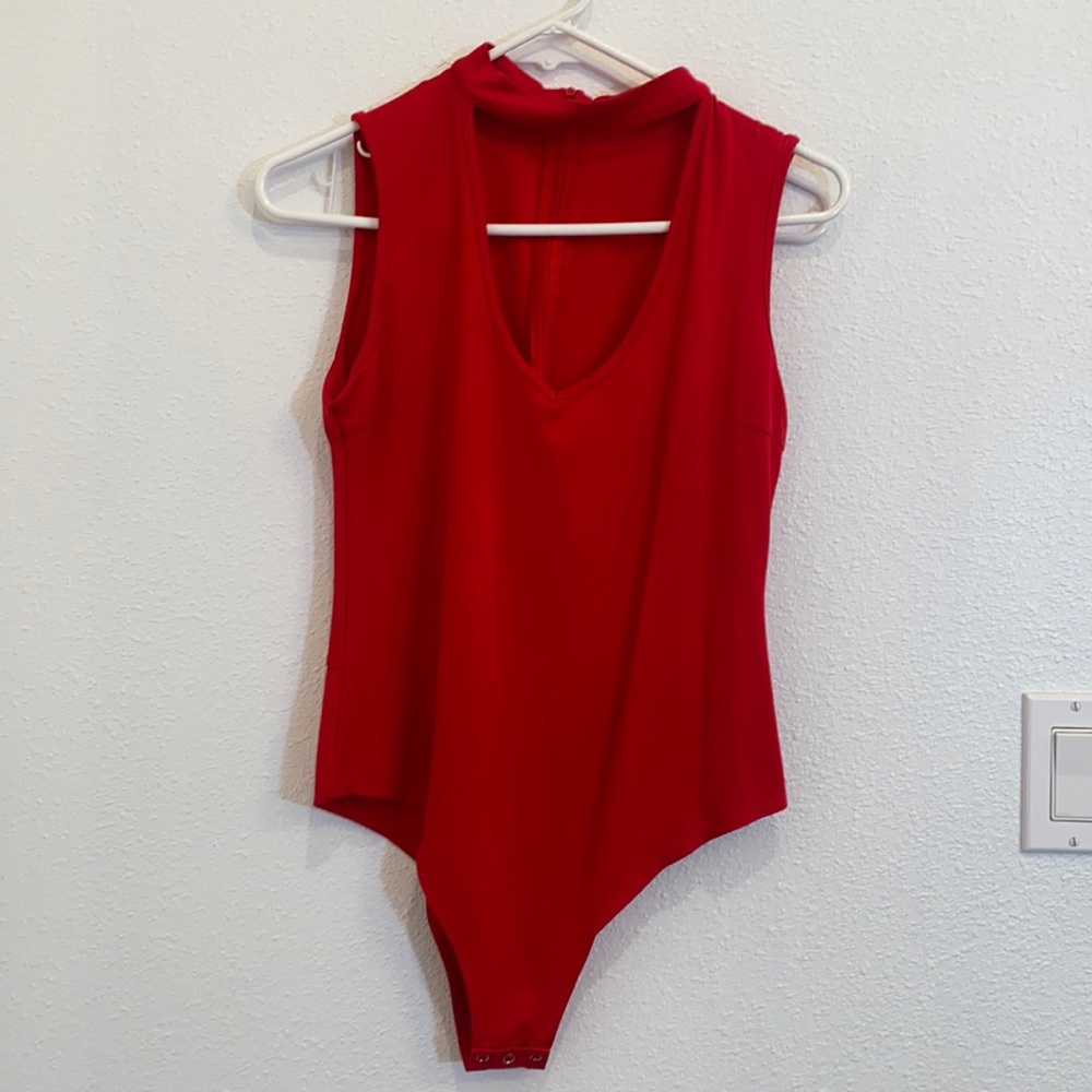 Red keyhole bodysuit